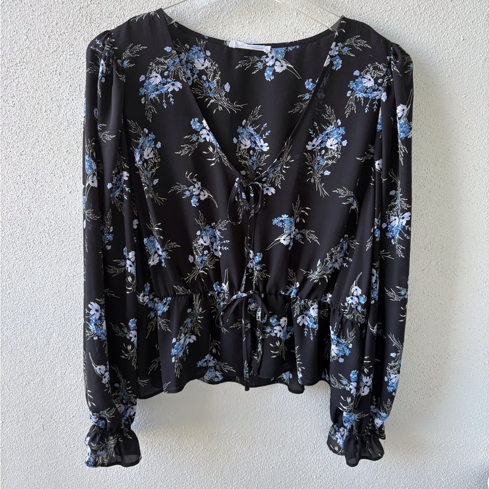 Primary Cares‎ Long sleeve Boho Peplum top Size 12 Cottagecore V neck